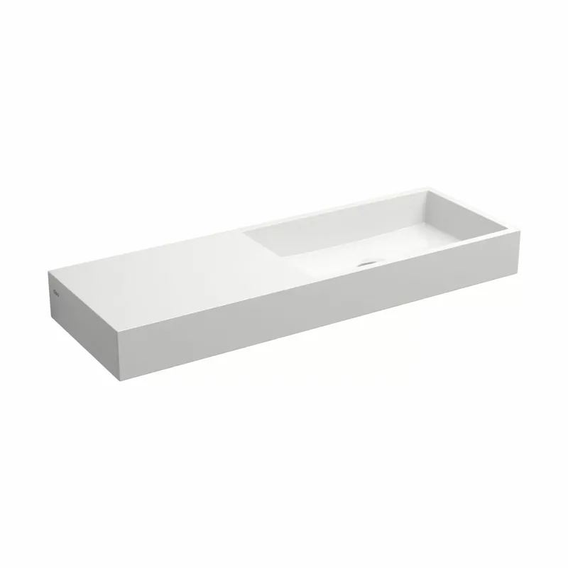Clou Mini Wash Me fontein 56x19cm mineraalmarmer - voorbewerkt kraangat links - glans wit Must-Have