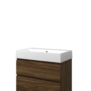 Gratis Retour Proline Loft badmeubel met keramische wastafel zonder kraangat en onderkast a-symmetrisch - Cabana oak - 80x46cm (bxd)