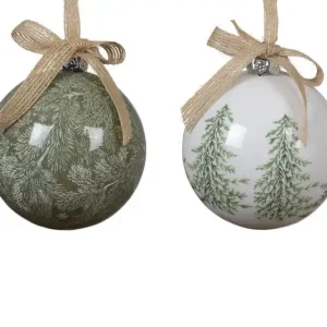 Nieuw Kerstbal polyfoam d8h9 cm wit/groen a2