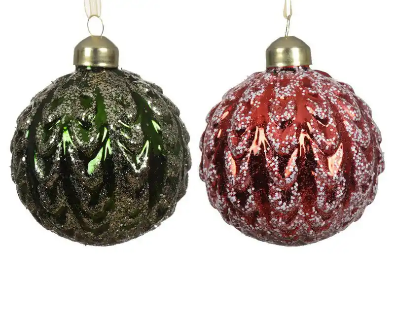 Kerstbal glas d8 cm a2 S Authentiek