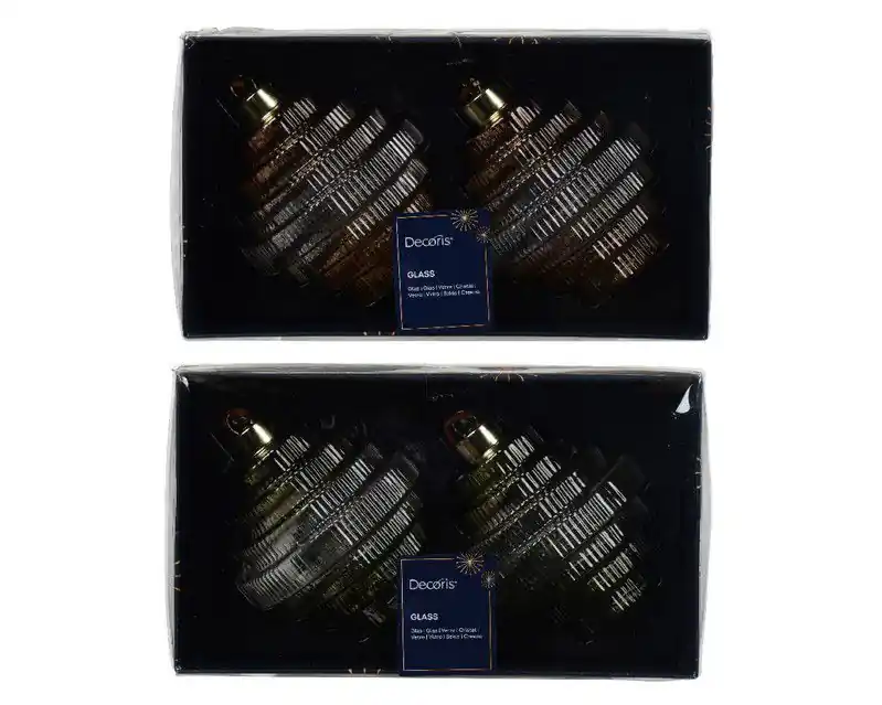 Ornament glas d9h11 cm trnsp.a2 2st Fabrieksprijs