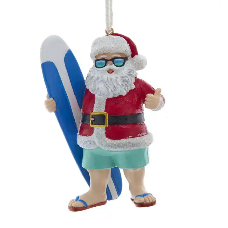 Weekendaanbieding Resin strand surfer Santa 9,5 cm ornament