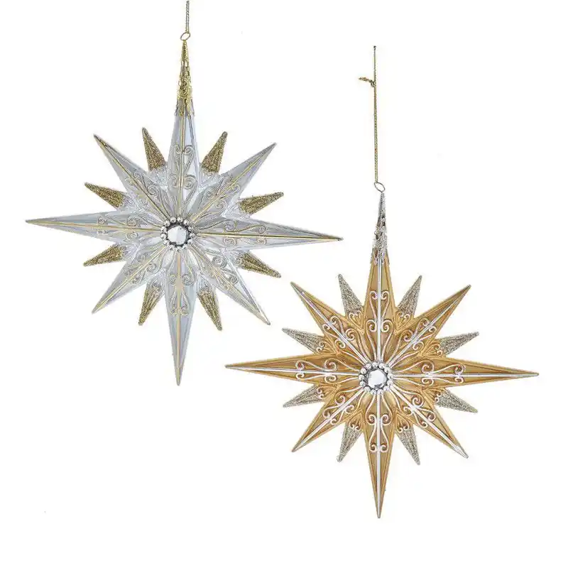 Aanbieding Goud/zilveren ster met heldere edelsteen 2A 12,5 cm ornament