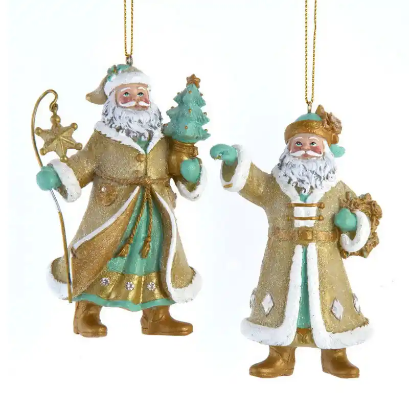 Resin santa goud aqua 2A 10 cm ornament Express Levering