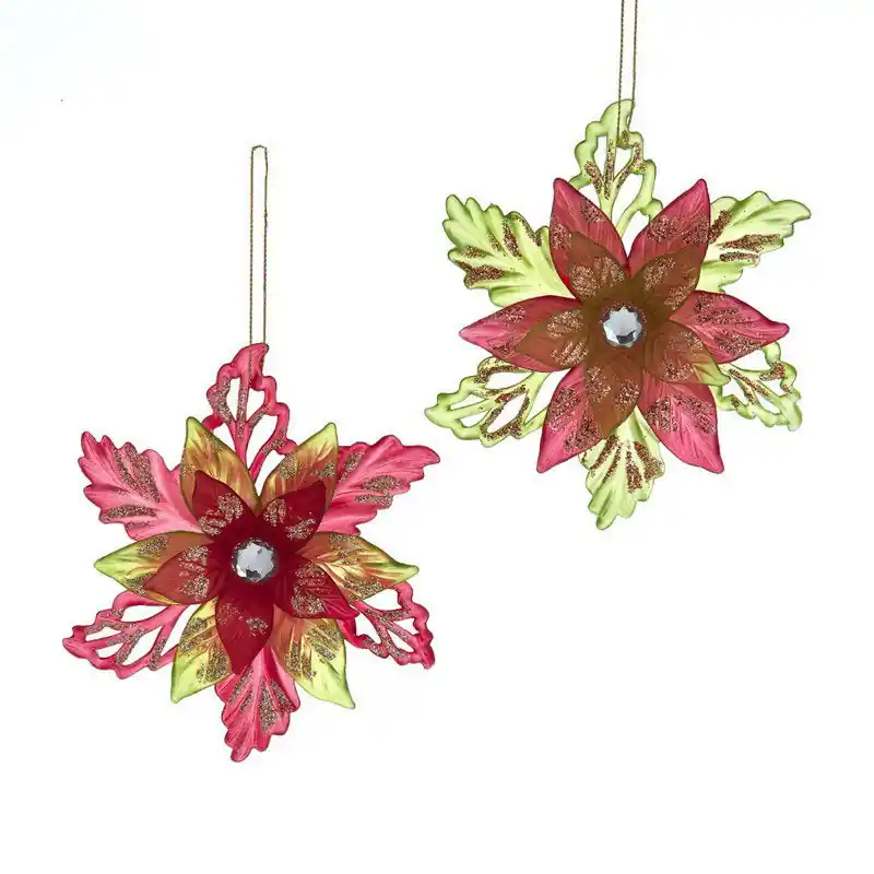 Rood/olijfgroene kerstster 2A 14 cm ornament Snelle Levering