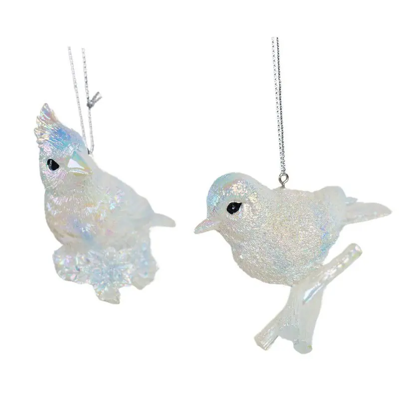 Resin opalescent chickadee&cardinal 2A 10 cm ornament Beperkte Voorraad