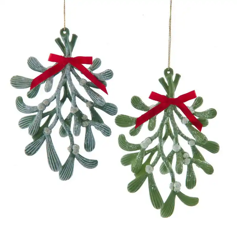 Plastic maretak bladeren 2A 14 cm ornament Nieuw