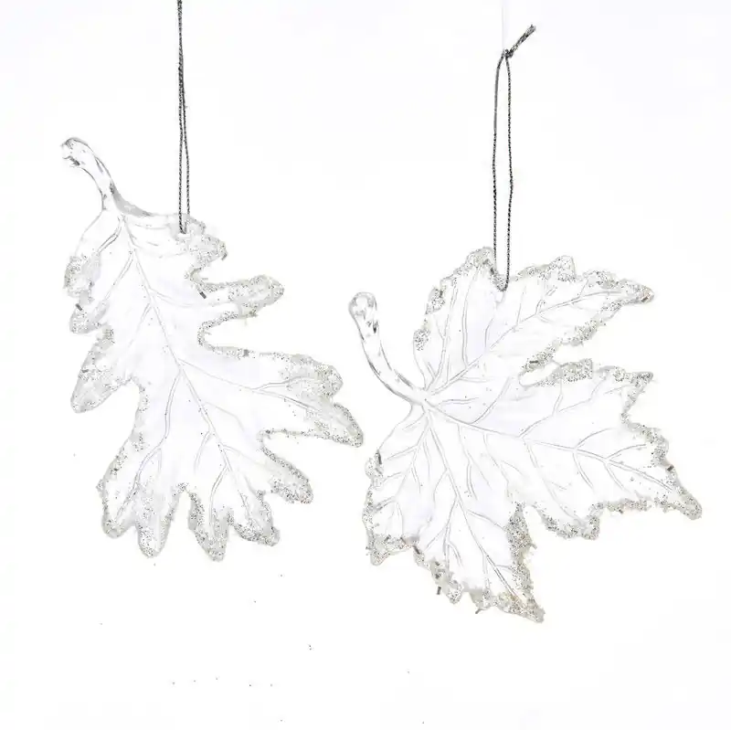 Plastic helder vorst blad 2A 14 cm ornament Dagaanbieding