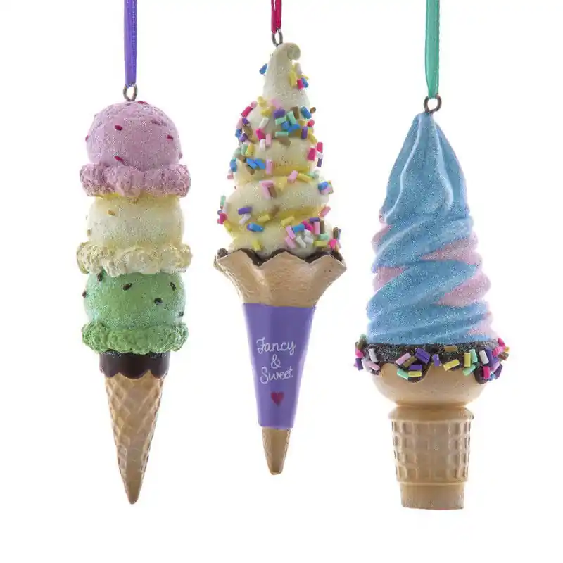 Resin pastel ijshoorntje 3A 10 cm ornament Beperkte Voorraad