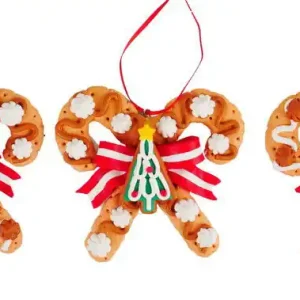 3.75 inch H Clay Dough Candy Cane W/ Santa/ Snowman/ Tree Orna X 5x5x10 cm kerstornament Lage Kosten
