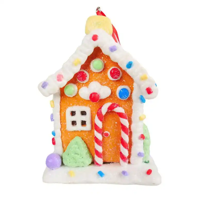 3.6 inch H Clay Dough Gingerbread House Orna. 5x5x10 cm kerstornament Voordeelprijs