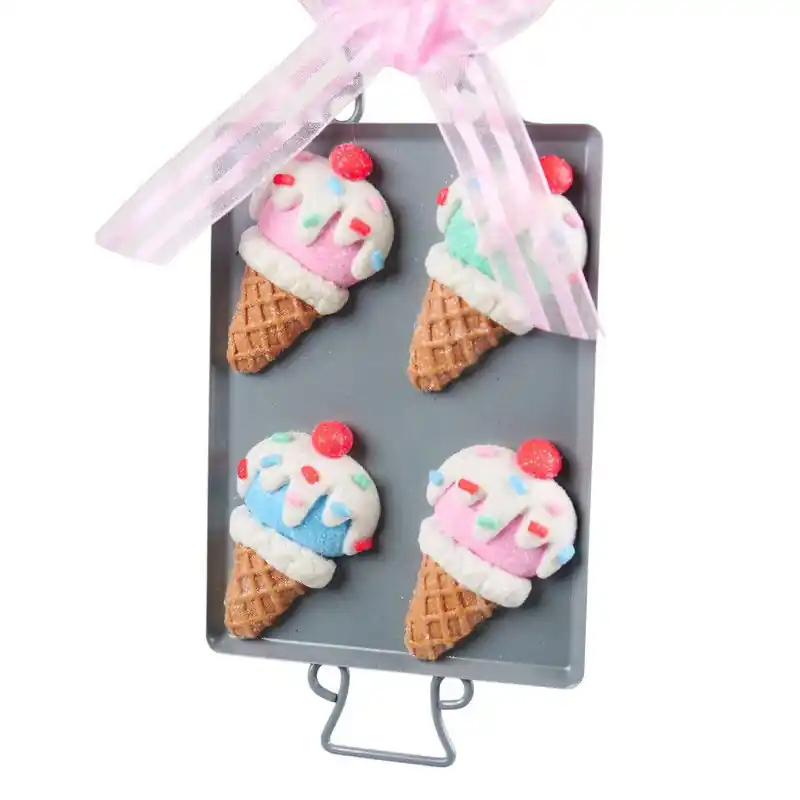 6 inch H Clay Dough Ice Cream Cookie W/ Dish Orna X 2. 5x5x10 cm kerstornament Origineel