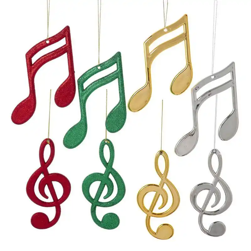 4.5 inch Plastic Music Notes Orn 8/Asstd 5x5x10 cm kerstornament Koopje
