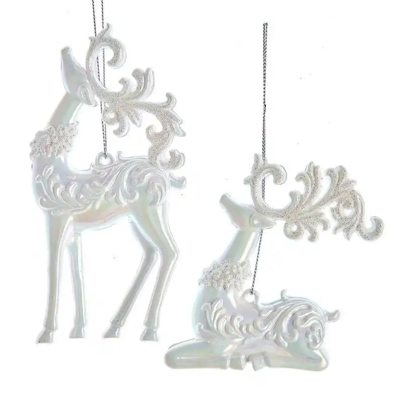 3.5-5.5 inch Acrylic White Deer Orn 2/Asstd. 5x5x10 cm kerstornament Superprijs