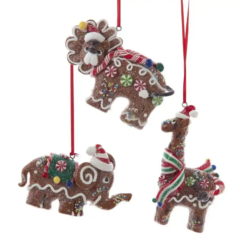 3.7-4.1 inch Claydough Gingerbread Animal Orns 3/Asstd 5x5x10 cm kerstornament Nieuwe Collectie