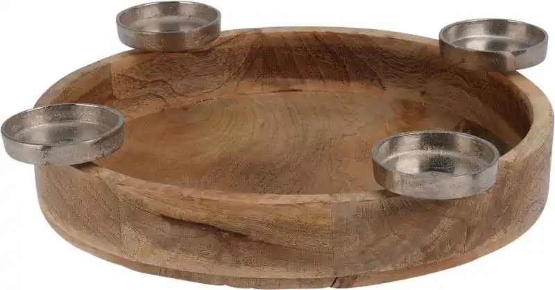 Lage Kosten Kaarsen krans 40 cm hout kerstversiering