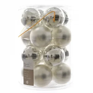 2 stuks - Kerstbal glas glans-mat 80mm zilver Beperkte Voorraad