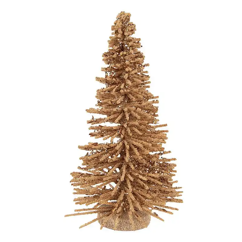 Wereldwijde Verzending Clayre & Eef Kerstdecoratie Beeld Kerstboom Ø 14x25 cm Beige Hout