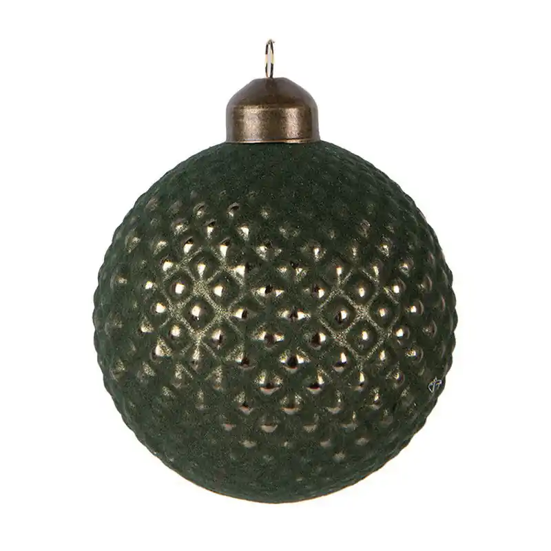 Weekendaanbieding Clayre & Eef Kerstbal Ø 8x9 cm Groen Glas