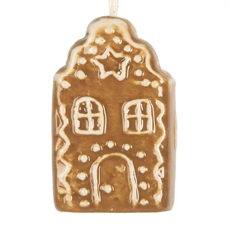 Rechtstreeks Van De Fabrikant Clayre & Eef Kersthanger Huis 4x4x6 cm Bruin Keramiek