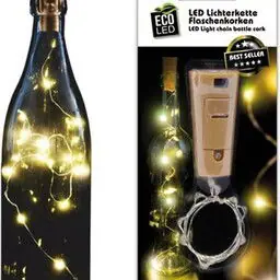 Alleen Vandaag Kurk met LED - Flesverlichting - Sfeerverlichting - Flessenlamp - Wijnfles - Lichtkurk - Inclusief batterijen -8 led warm wit licht