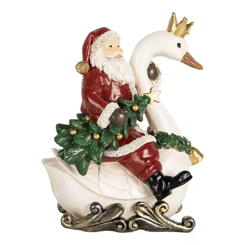 Superprijs Clayre & Eef Kerstdecoratie Beeld Kerstman 13x10x16 cm Rood Kunststof