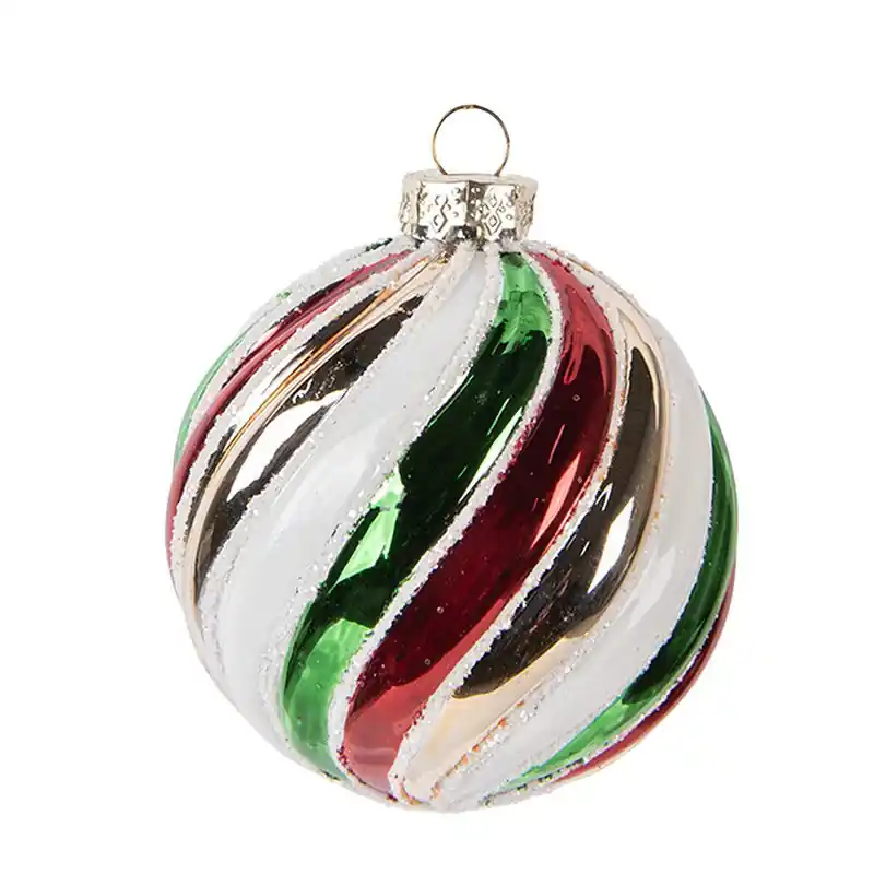 Uitverkoop Clayre & Eef Kerstbal Ø 8x8 cm Meerkleurig Glas