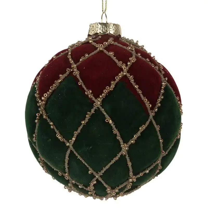 Shop Nu Clayre & Eef Kerstbal Ø 10x10 cm Rood Groen Glas