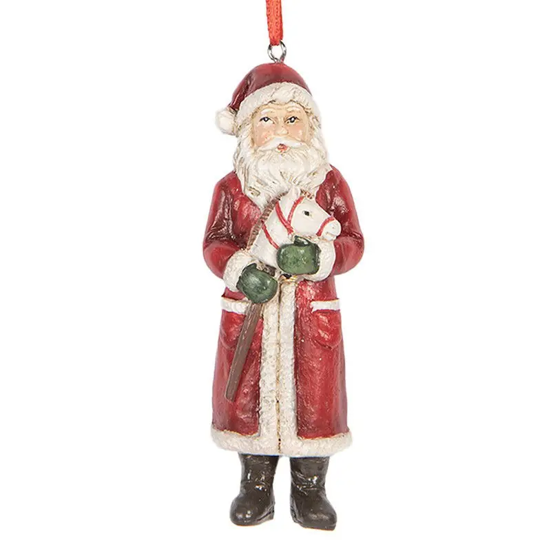 Uitverkoop Clayre & Eef Kersthanger Kerstman 11 cm Rood Kunststof