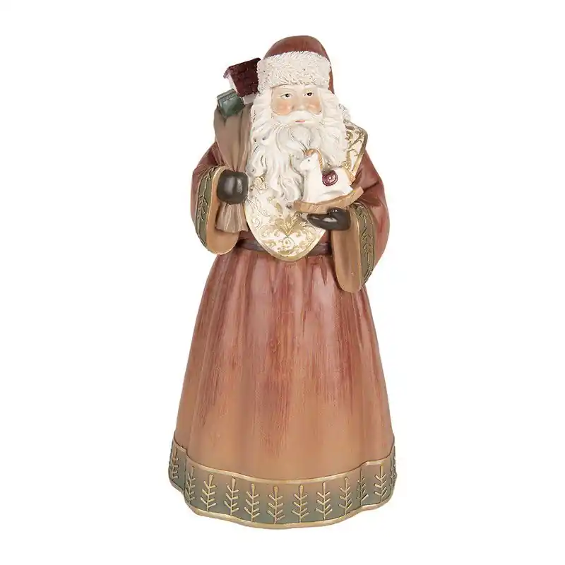 Trendy Clayre & Eef Kerstdecoratie Beeld Kerstman 20x18x39 cm Rood Kunststof