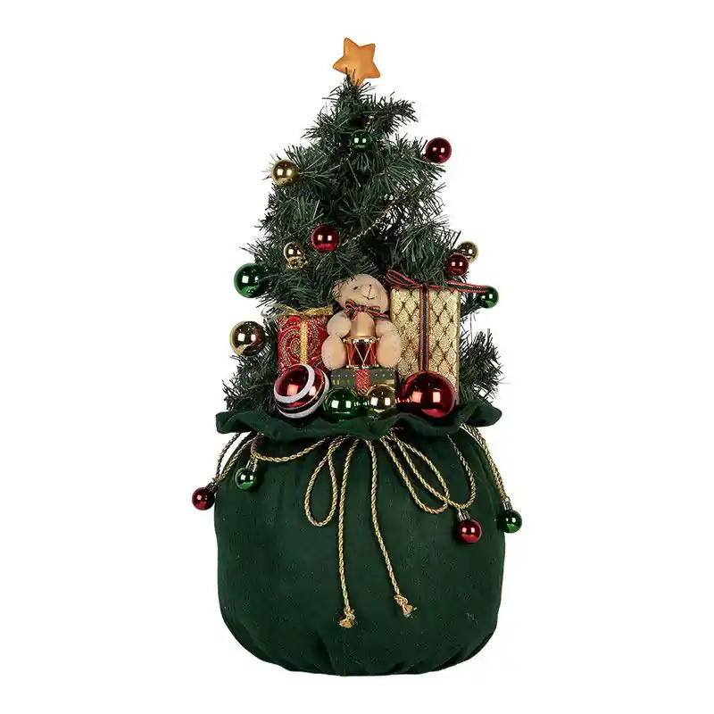 Tijdelijk Beschikbaar Clayre & Eef Kerstdecoratie met LED-verlichting Kerstboom Ø 20x60 cm / 3xAA Groen Synthetisch