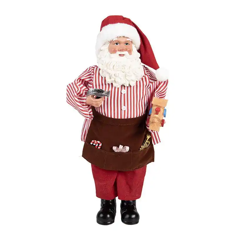 Veilige Betaling Clayre & Eef Kerstdecoratie Beeld Kerstman 22x19x45 cm Rood Textiel
