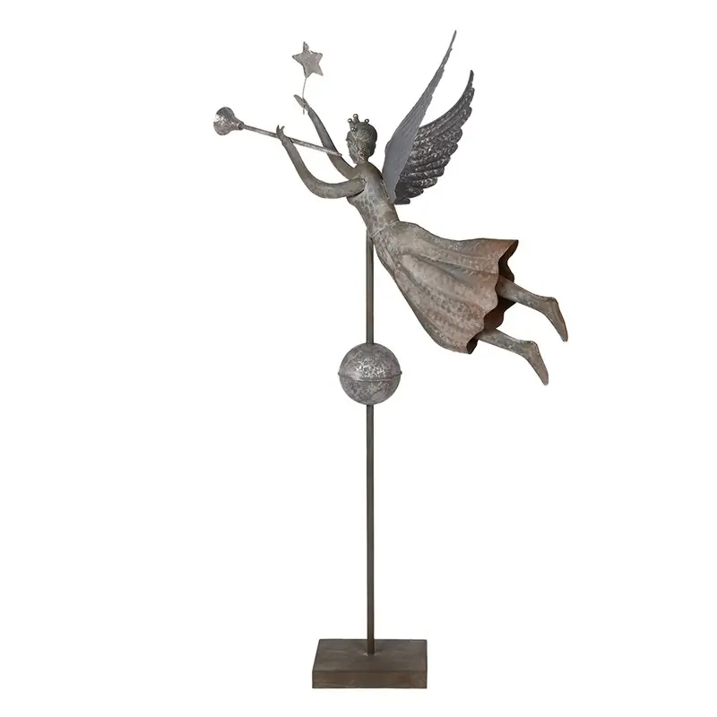 Veilige Betaling Clayre & Eef Kerstdecoratie Beeld Engel 93x30x135 cm Grijs Metaal