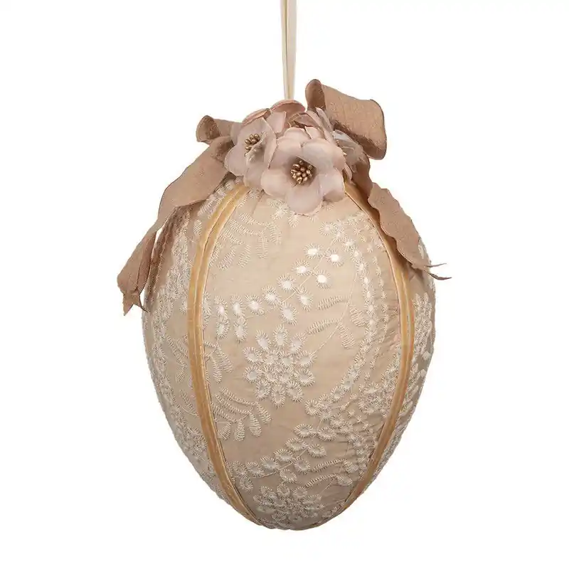 Seizoensaanbieding Clayre & Eef Paashanger Ei Ø 20x28 cm Beige Textiel