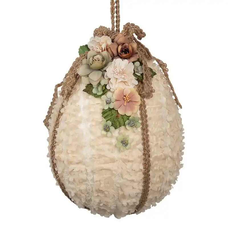 Superprijs Clayre & Eef Paashanger Ei Ø 20x29 cm Beige Textiel