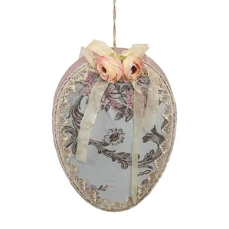 Superprijs Clayre & Eef Paashanger Ei 21x4x30 cm Blauw Textiel