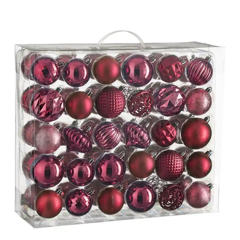 Bestel Nu Mica Decorations Kerstballen Set - 60 Stuks - Ø7 cm - Onbreekbaar - Fuchsia