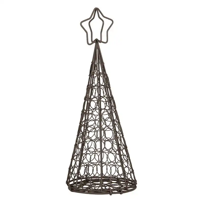 Seizoensaanbieding Clayre & Eef Decoratie Kerstboom Ø 13x32 cm Bruin Metaal