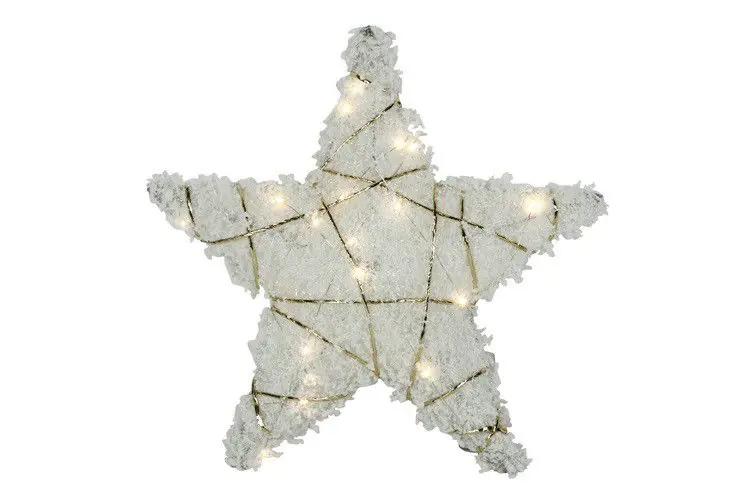 Nieuw Kerstster met 20 leds warm-wit sneeuw glittergoud