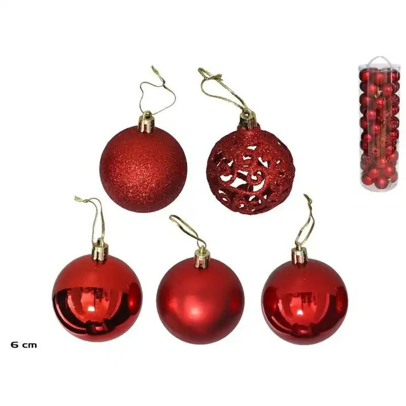 Kerstballen Set - 50 Stuks Rode Kerstballen - Onbreekbare Kerstballen - Kerstdecoratie Mix - Kerstboom Versiering - Kunststof Kerstballen - Rood Veilige Betaling