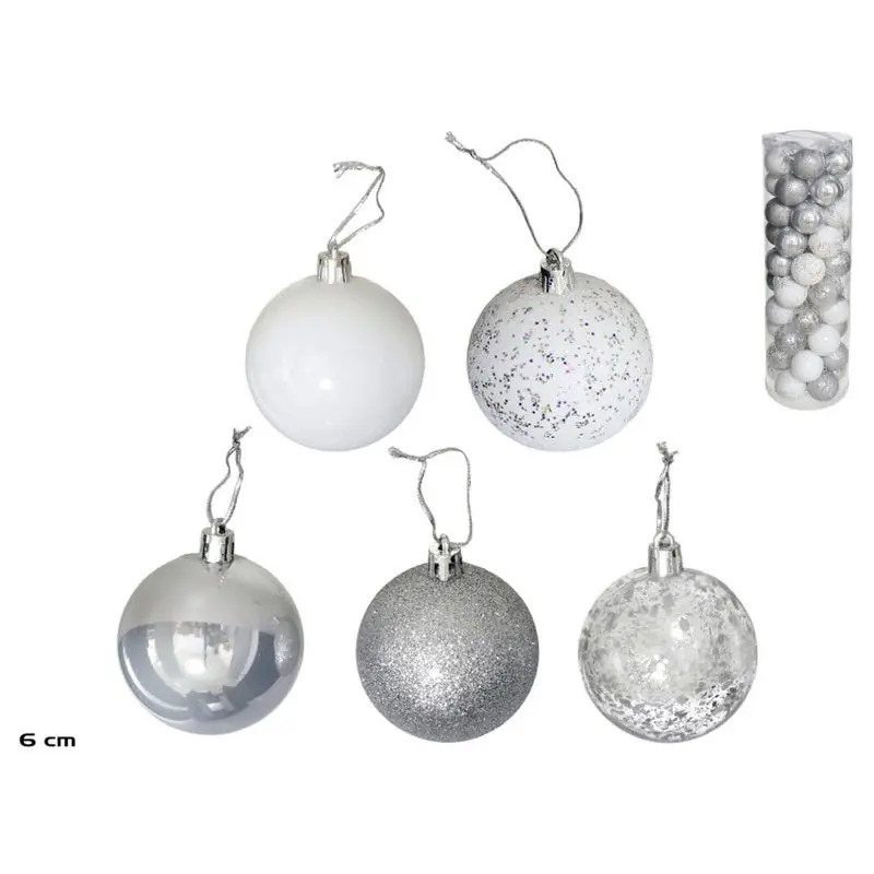 Kerstballen Set - 50 Stuks Zilveren Kerstballen - Onbreekbare Kerstballen - Kerstdecoratie Mix - Kerstboom Versiering - Kunststof Kerstballen - Zilver Beste Prijs