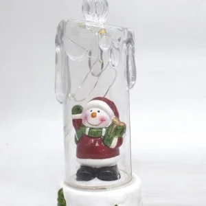Favoriet LED kaars met 4 leds - zwaaiende kerstpop - 19 x 6 cm