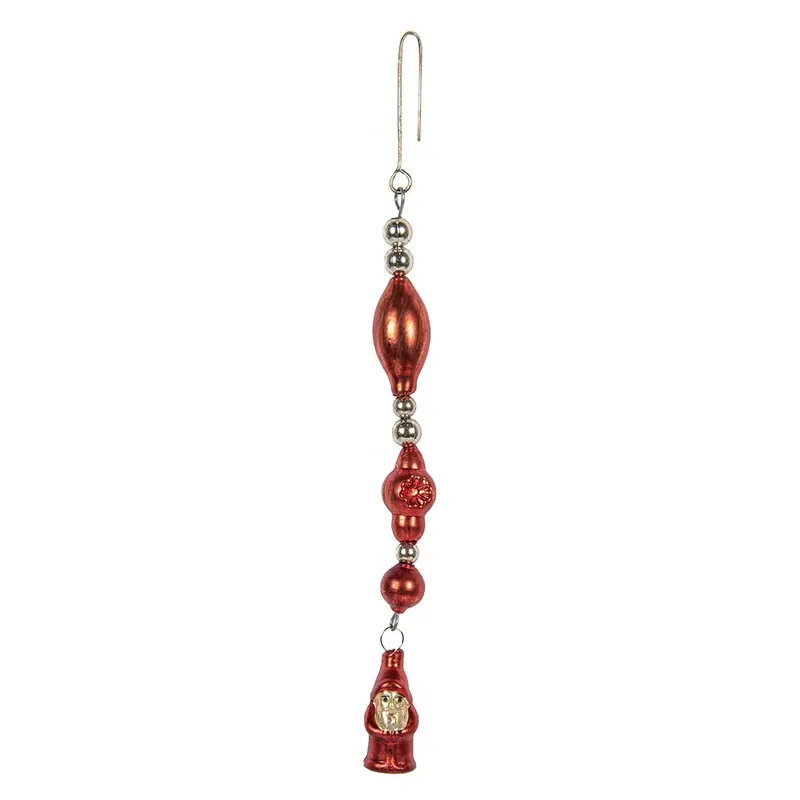 Topkwaliteit Clayre & Eef Kersthanger 25 cm Rood Glas Kerstman