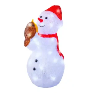 Handgemaakt LED sneeuwpop l18b28h37 cm wit/k.wit