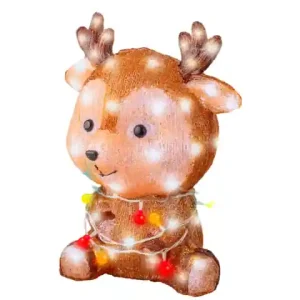 Koopje LEDrendier l27b32h38 cm bruin/k.wit/mlt