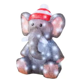 Ambachtelijk LED olifant l33b32.5h46 cm grey/cwit