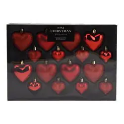 Kerstbal heart 8x65/8x45 mm roo Nieuw Model