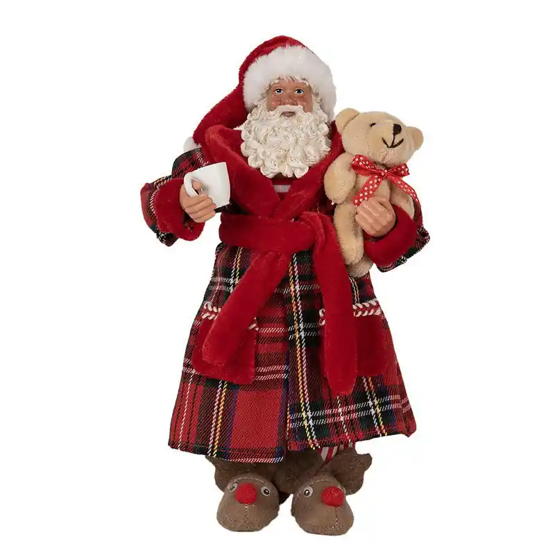 Topkwaliteit Clayre & Eef Kerstdecoratie Beeld Kerstman 27 cm Rood Kunststof