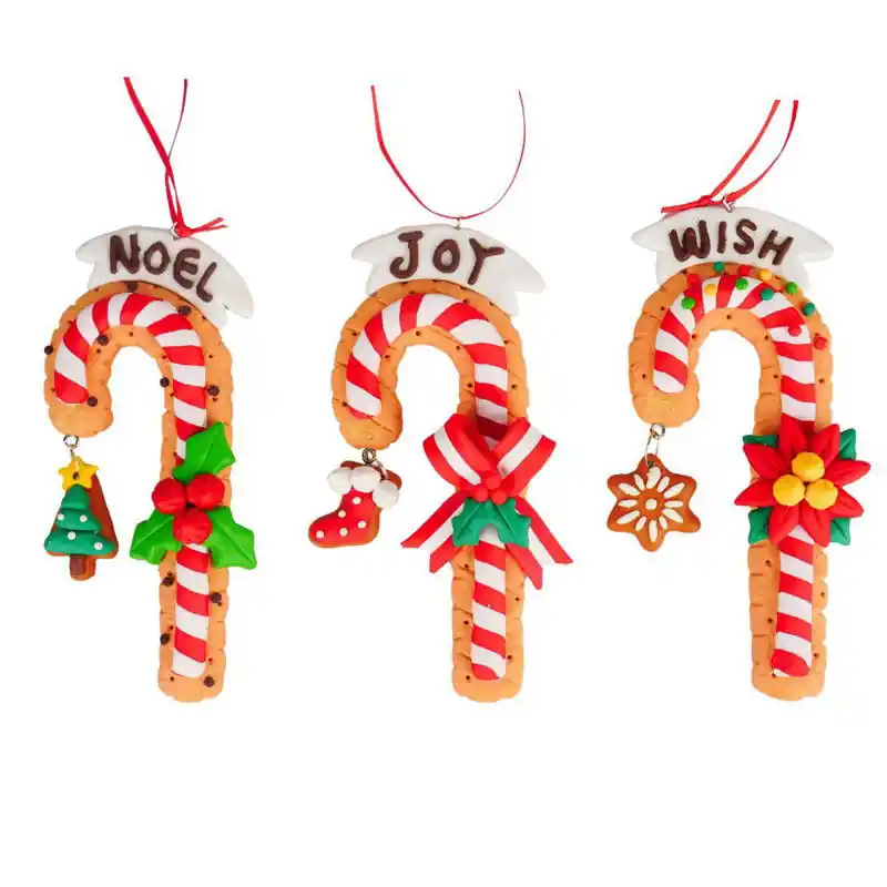 5.4 inch -5.6 inch H Clay Dough Candy Cane Orna X 3. 5x5x10 cm kerstornament Ambachtelijk