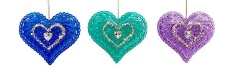 Weekendaanbieding 3.7 inch Heart Orna X 3. 5x5x10 cm kerstornament
